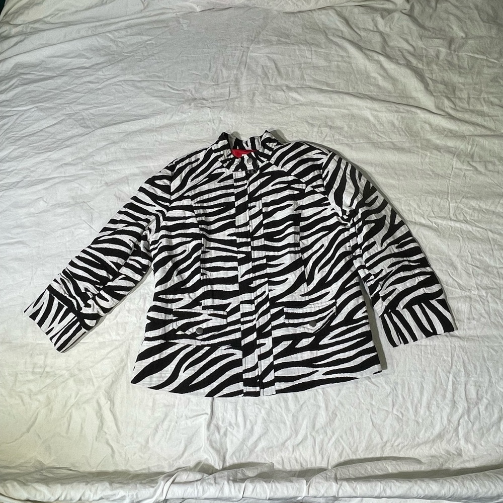 Chico's Black and White Animal Print Jacket